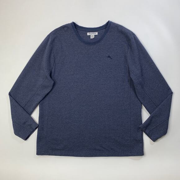 Tommy Bahama Shirt Mens L Large Navy Fleece Lined Brushed Back Lounge Sleep Tee - Picture 2 of 10